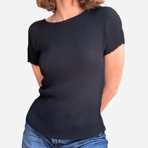 Black vintage pleated slightly sheer shirt - reminds me of issey miyake!